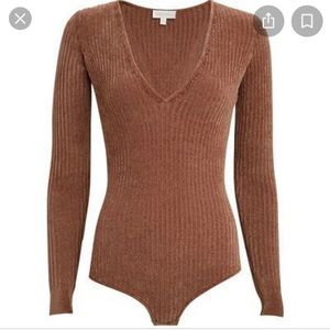 SMALL Ronny Kobo Knit Bodysuit in Brown